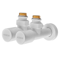 Комплект кранів для рушникосушки кутовий Koer KR.SET.534 WHITE - M1/2''xM1/2'' подовжений (KR5843)