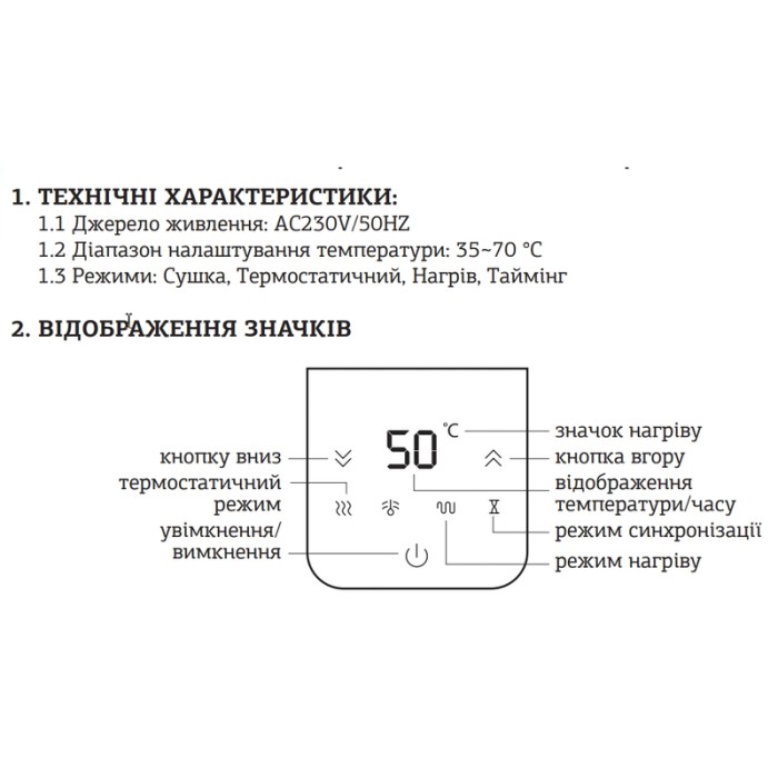 ТЕН електричний Mixxus TEH-0206 BLACK для сушарок рушників 600W (колір чорний) (MI6632)