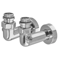 Комплект кранів для рушникосушки кутовий Koer KR.SET.550 - M1/2''xM1/2'' запірний, хромований (KR5840)