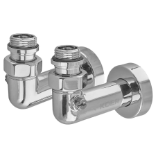 Комплект кранів для рушникосушки кутовий Koer KR.SET.550 - M1/2''xM1/2'' запірний, хромований (KR5840)
