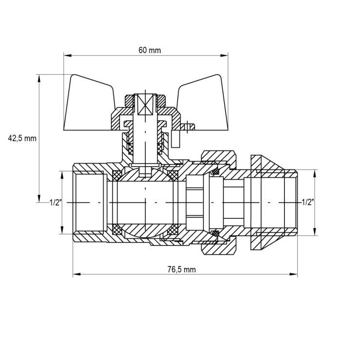 Кран з американкою 1/2" "антіпротечка" (Koer KR.227-Gi) (KR0189)