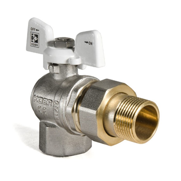Кран з американкою 3/4" (Koer KR.228.W) кутовий білий (KR0100)