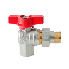 Кран з американкою кутовий Koer Extreme KE.228-15 - 1/2" ручка "метелик" червона (KR5763)