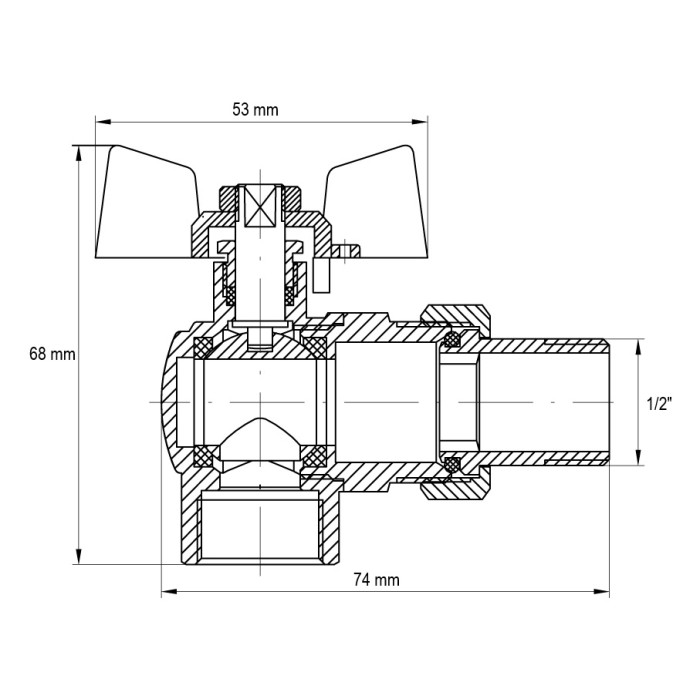 Кран з американкою 1/2" (Koer KR.228.W) кутовий білий (KR0099)