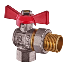 Кран з американкою кутовий, ручка "метелик" червона Waterpro WP400-15FMW-L - 1/2" (WP2895)