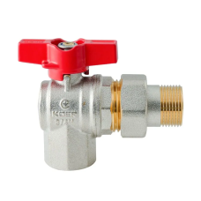 Кран з американкою кутовий Koer Extreme KE.228-20 - 3/4" ручка "метелик" червона (KR5764)