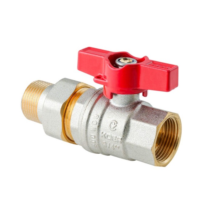 Кран з американкою Koer Extreme KE.227-20 - 3/4" ручка "метелик" червона (KR5766)