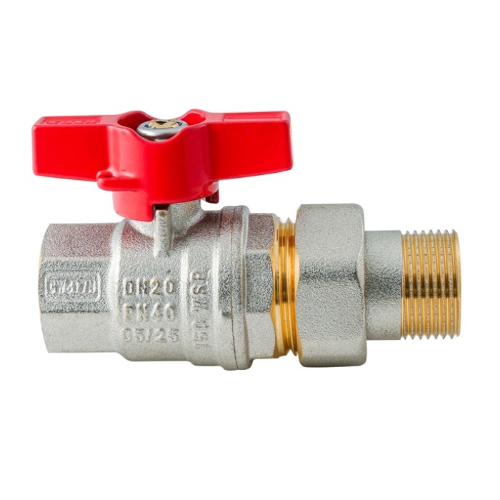 Кран з американкою Koer Extreme KE.227-20 - 3/4" ручка "метелик" червона (KR5766)