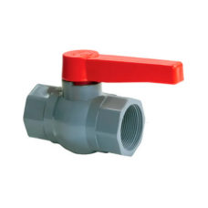 Кран кульовий PLAMIX PVF-1 1/2" FF PVC, ручка "важіль" (grey+red) (PM0629)