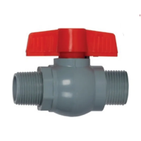 PLAMIX PVN-1/2" MM Кран кульовий PVC, ручка "метелик" (grey+red) (250 шт/ящ, 25 шт/пакет)