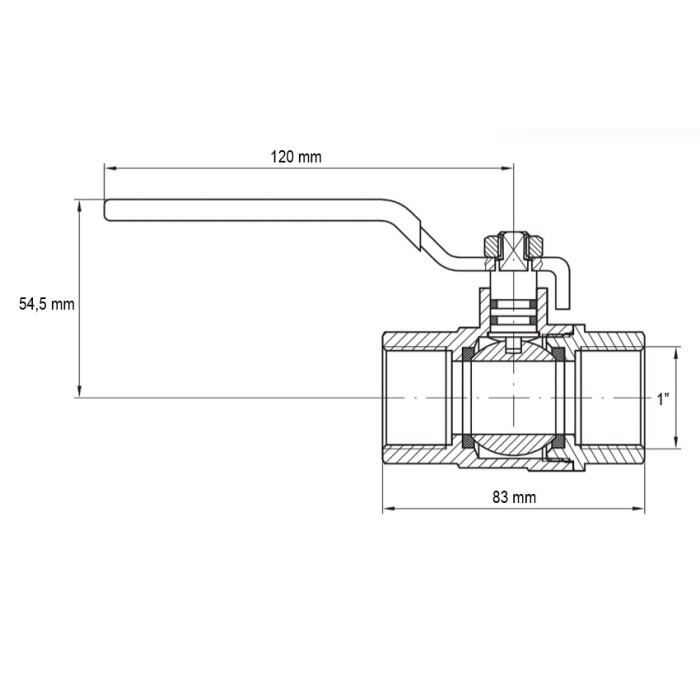 Кран кульовий Koer KG.204 - 1" FF ГГВ (газ) (KR4962)