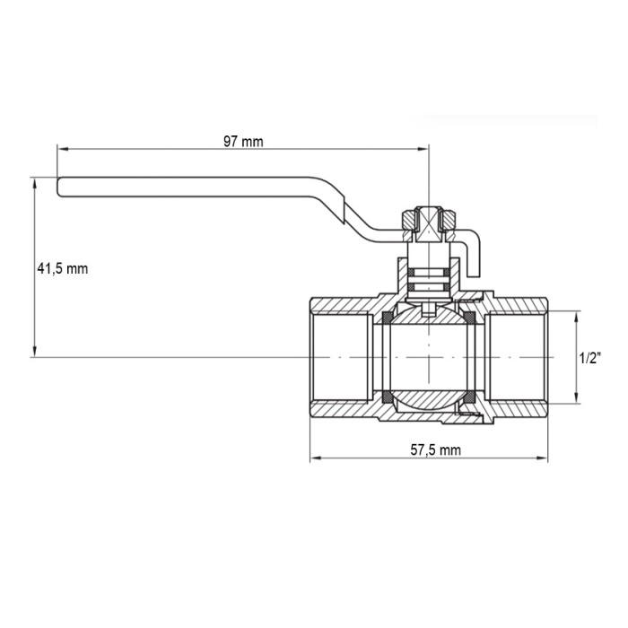 Кран кульовий Koer KG.204 - 1/2" FF ГГВ (газ) (KR4960)
