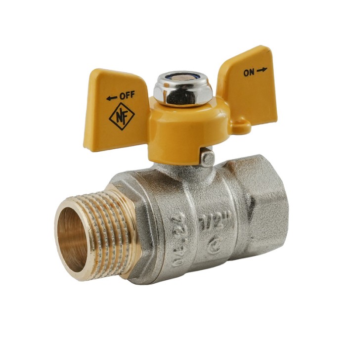 Кран кульовий Nolf classic NFC.722-06-1/2" FM ГШМ YELLOW, ручка "метелик" жовта (NF3129)