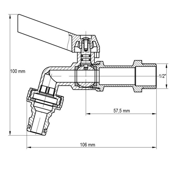 Кран поливу з конектором для швидкого підключення KOER KR.259 - 1/2" (KR3128)
