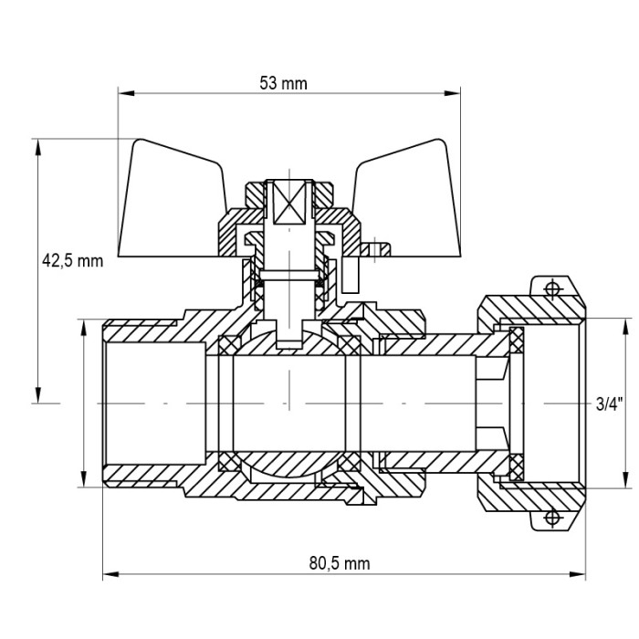 Кран з накидною гайкою 3/4" ГШМ газ Koer KR.220.G (KR0167)