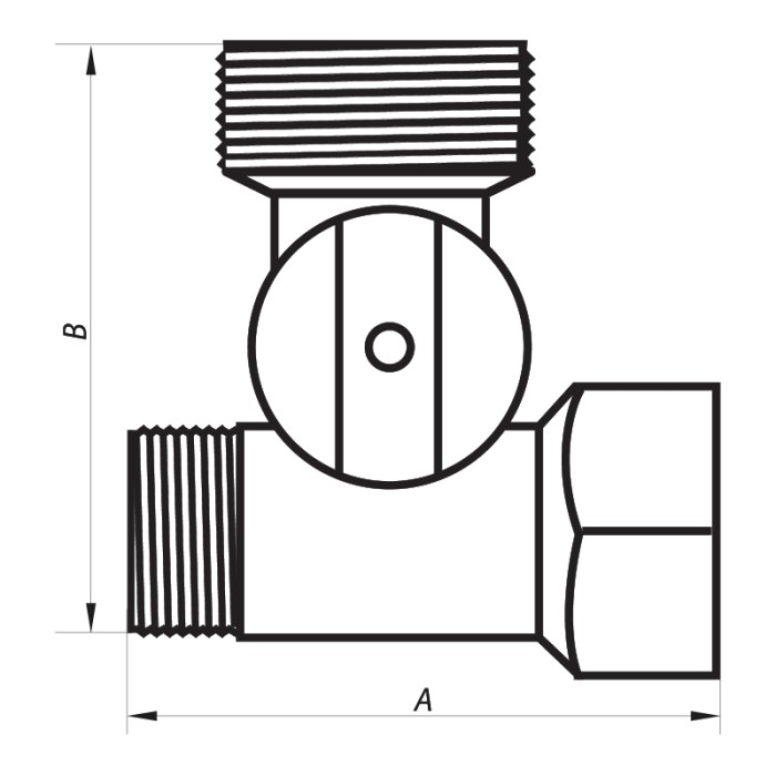 Кран для підключення сантехприборів 1/2Mx3/4Mx1/2F (NF.1110) Nolf (NF2971)