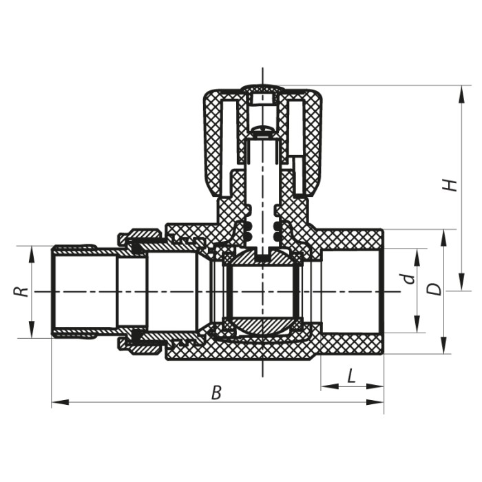 Кран радіаторний 25x3/4 прямий PPR Koer K0160.PRO (KP0205)