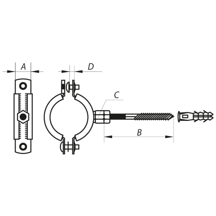 Хомут трубний оцинкований Koer KCB.10.G 1-1 / 4 "(38-43) сірий (KR2787)