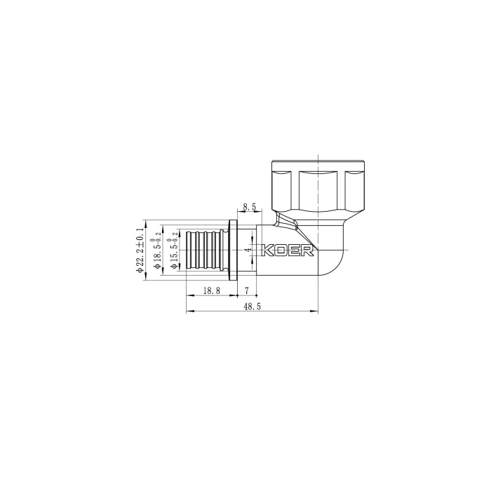 Кутник перехідний з ВР Koer KA.L08F-16 - 16(2.2mm) x 3/4"F (KR4877)