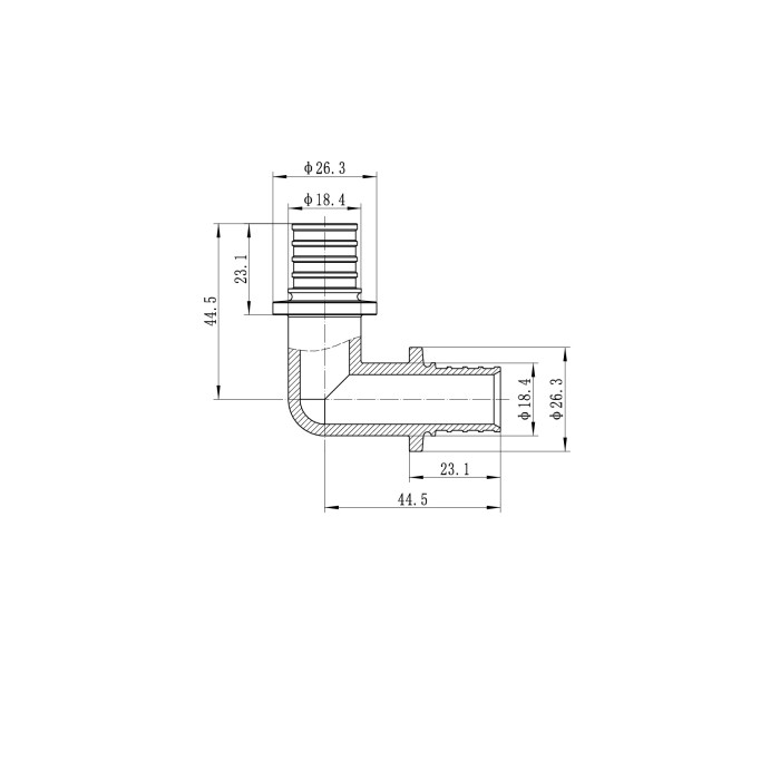 Кутник рівнопрохідний 90 Koer KA.L20 - 20(2.8mm) x 20(2.8mm) (KR4872)