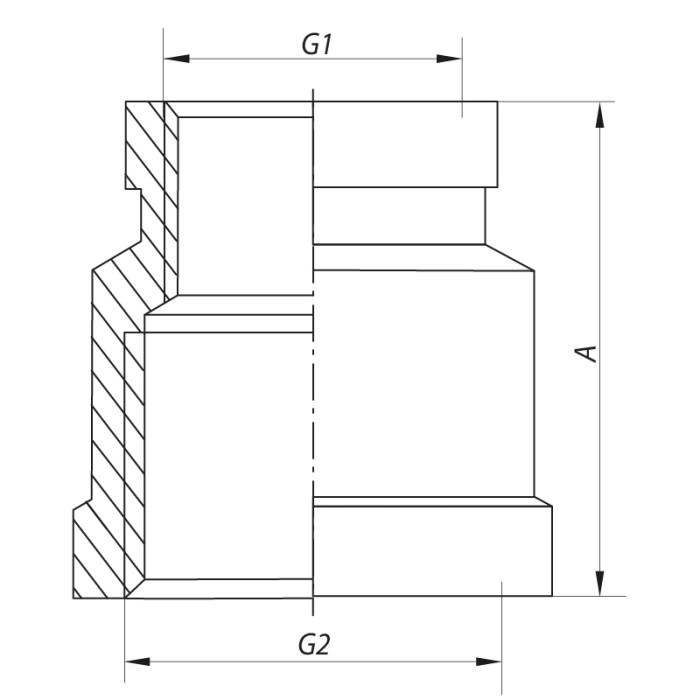 Муфта редукційна 1/2"х1" (хром) Koer KF.C0610.chr (KF0119)