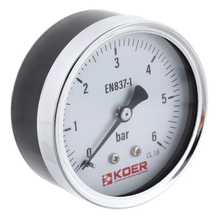 Манометр осьової KOER KM.611A D 63мм (0-6 bar) 1/4''-1/2'' (KR2901)