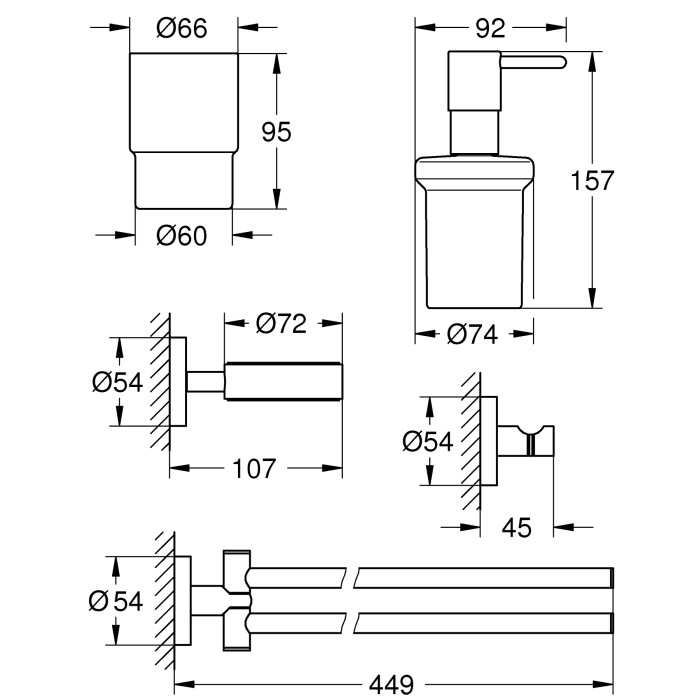 Набір аксесуарів 4 в 1 Grohe Essentials New (40846001)