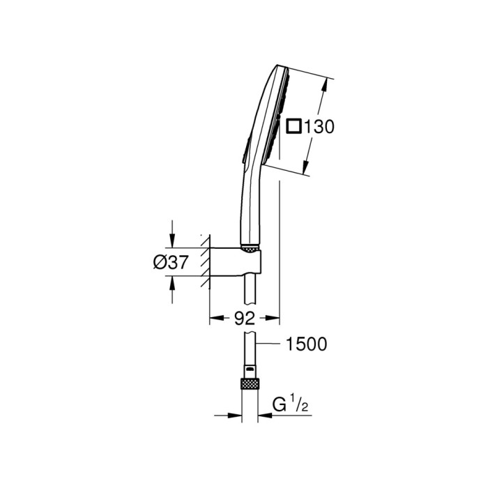 Душовий набір з тримачем, 3 режими струменю Grohe Rainshower SmartActive (26589000)
