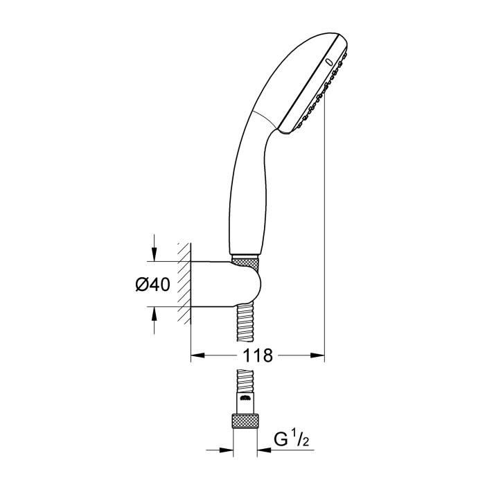 Душовий набір з тримачем, 2 режими струменю Grohe New Tempesta Classic (26164001)