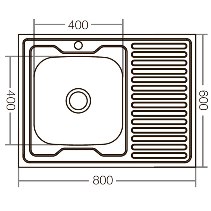 Кухонна мийка накладна ZerixZ8060L-06-160E (Satin) (ZX1616)