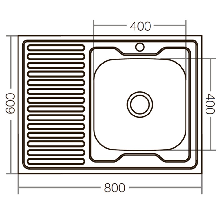 Кухонна мийка накладна ZerixZ8060R-06-160E (Satin) (ZX1617)