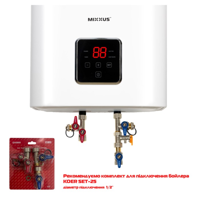 Водонагрівач "Квадрат" Mixxus EWH-13080 CUBE WET(V) накопичувальний 80 л, мокрий тен 2,0 kW (WH0612)
