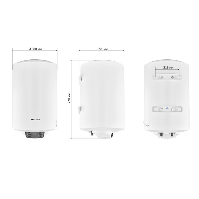 Водонагрівач "Циліндр" MIXXUS EWH-08050 ROUND DRY накопичувальний 50 л, сухий тен 2 kW (WH0608)