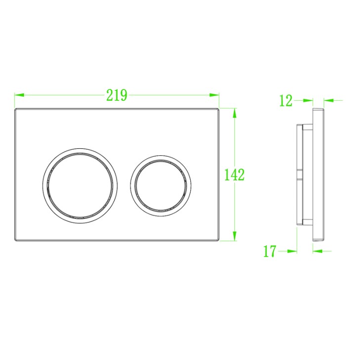 Панель змиву Koer KT-0605-01 220x140x12mm пластикова, кнопка кругла (KR5317)
