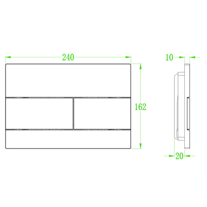 Панель змиву Koer KT-0603-05 240x160x10mm пластикова, кнопка лінійна (KR5320)