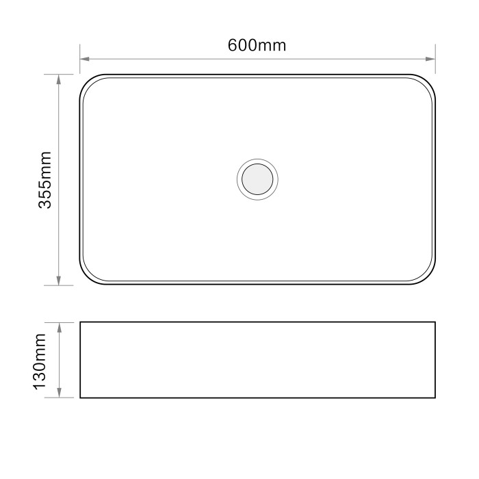 Раковина накладна Mixxus Premium QUADRO-0106 600х355х130mm (MP6523)