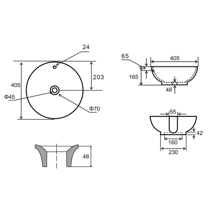 Раковина накладна Mixxus Premium TOPPER-0201 GRAY 410x410x165mm з переливом (MP6649)