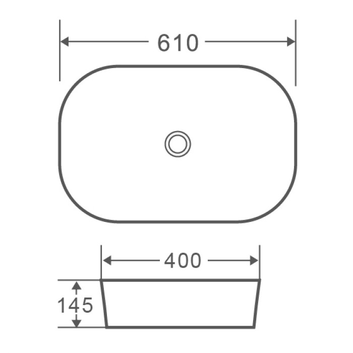 Умивальник накладний керамічний Mixxus Premium Diverse-0102 610x400x145mm (MP6486)