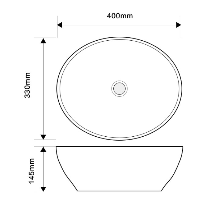 Раковина накладна MIXXUS PREMIUM ELLIPSE-0108 EDGE BLACK 400х330х145mm (MP6527)