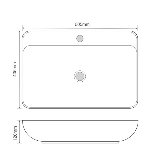 Раковина накладна Mixxus Premium BEVEL-0203 600х405х120mm з отвором під змішувач (MP6513)