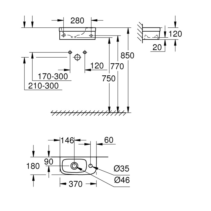 Рукомийник 37 зі PureGuard Grohe Euro Ceramic (3932700H)