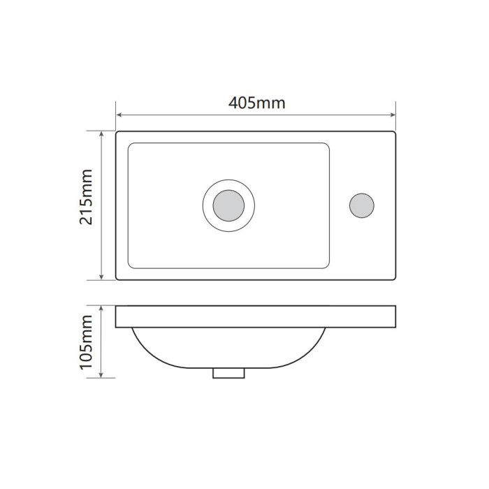 Раковина меблева Mixxus Premium QUADRO-1501 400х215х105mm з отвором під змішувач (MP6502)