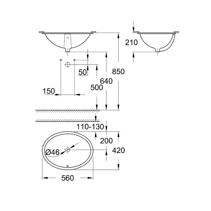 Вбудована раковина 55 Grohe Bau Ceramic (39423000)