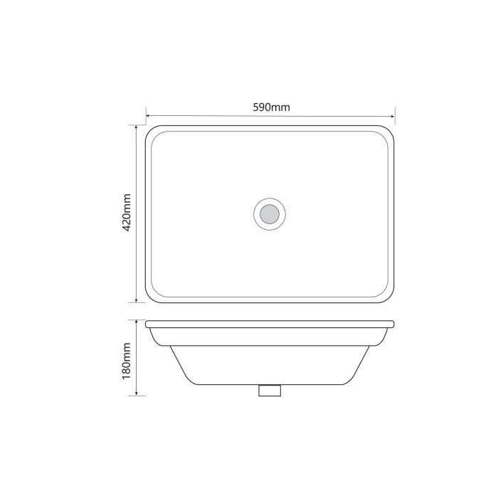 Раковина врізна на стільницю Mixxus Premium STYLE-1601 590х420х180mm з переливом (MP6570)