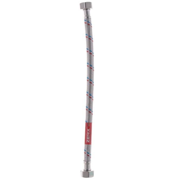 Гнучкий шланг для підключення води гайка 1/2'' - гайка 1/2'' (30 см) Zerix (ZX1549)