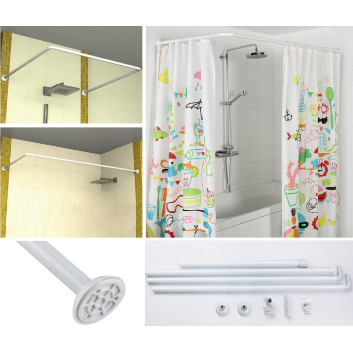Штанга для шторки П-подібна універсальна Mixxus CRA-U-90x90x90 90x90x90cm, 90x180cm, 270cm (алюміній) (БЛІСТЕР) (AC3593)