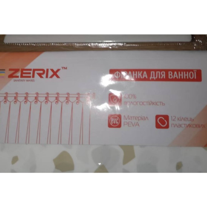 Шторка для ванної Zerix SCP-024-180x180 з PEVA (поліетиленвінілацетату) (Візерунок "Бризки") (ZX6097)