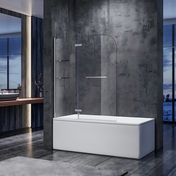 Шторки скляні на ванну Koer SR BS05-90x140-TR-01 прозоре скло Easy Clean 6мм, хром (KR5372)