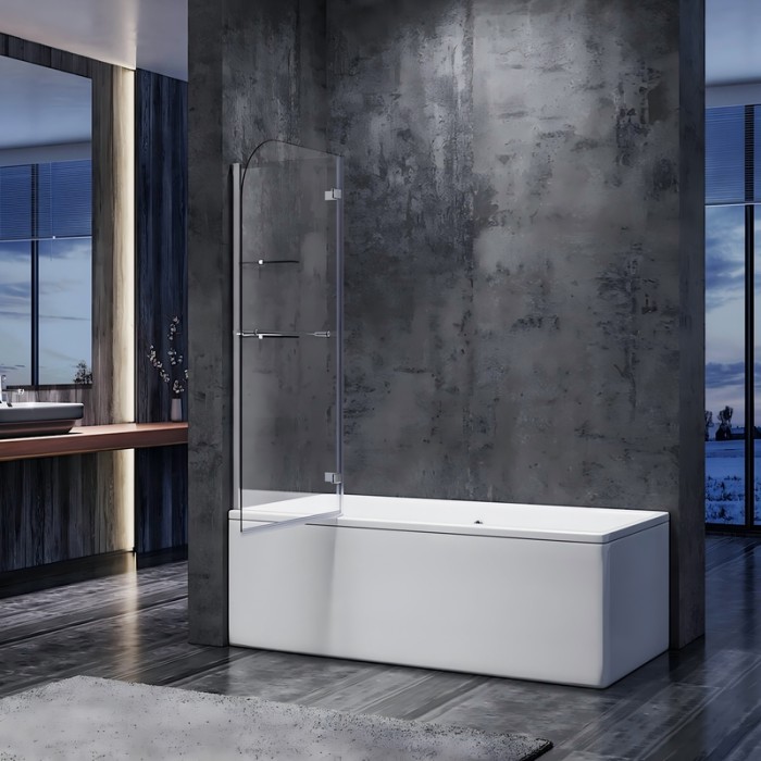 Шторки скляні на ванну Koer SR BS05-90x140-TR-01 прозоре скло Easy Clean 6мм, хром (KR5372)