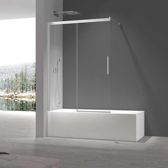 Шторки скляні на ванну розсувні Koer SR BS06-120x150-TR-01 прозоре скло Easy Clean 6мм, хром (KR5945)